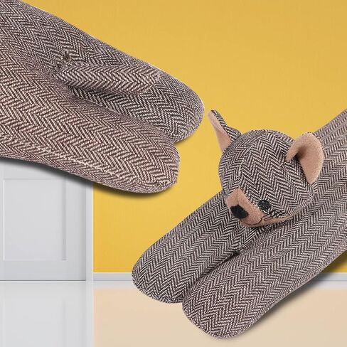 sanferge كيتي القط مسودة الباب سدادة لأسفل الباب، الثقيلة 3lb 34 بوصة النسيج الزخرفية تحت مسودة الباب مانع، نافذة مرجحة مشروع الحرس دليل الصوت توفير الطاقة تقليل ضوضاء الهواء، البني in Kuwait