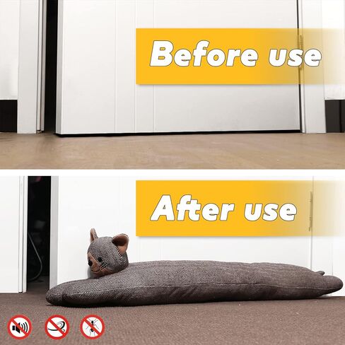 sanferge كيتي القط مسودة الباب سدادة لأسفل الباب، الثقيلة 3lb 34 بوصة النسيج الزخرفية تحت مسودة الباب مانع، نافذة مرجحة مشروع الحرس دليل الصوت توفير الطاقة تقليل ضوضاء الهواء، البني in Kuwait