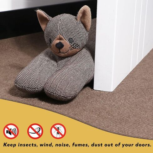 sanferge كيتي القط مسودة الباب سدادة لأسفل الباب، الثقيلة 3lb 34 بوصة النسيج الزخرفية تحت مسودة الباب مانع، نافذة مرجحة مشروع الحرس دليل الصوت توفير الطاقة تقليل ضوضاء الهواء، البني in Kuwait