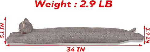 sanferge كيتي القط مسودة الباب سدادة لأسفل الباب، الثقيلة 3lb 34 بوصة النسيج الزخرفية تحت مسودة الباب مانع، نافذة مرجحة مشروع الحرس دليل الصوت توفير الطاقة تقليل ضوضاء الهواء، البني in Kuwait