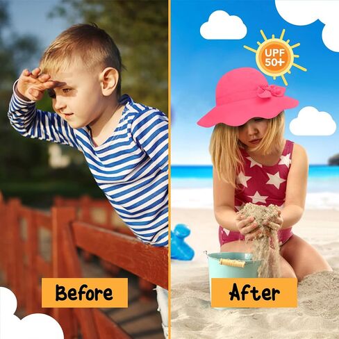Baby Sun Hat UPF 50+ Protection Toddler Summer Bucket Hats Boys Girls Beach Swim Pool Play Sunhat Wide Brim Adjustble Kid Cap in Kuwait