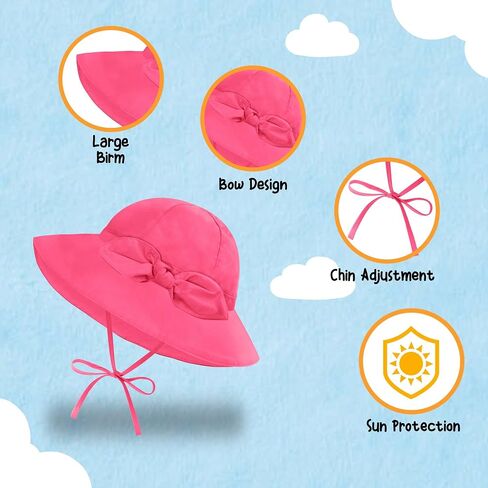 Baby Sun Hat UPF 50+ Protection Toddler Summer Bucket Hats Boys Girls Beach Swim Pool Play Sunhat Wide Brim Adjustble Kid Cap in Kuwait