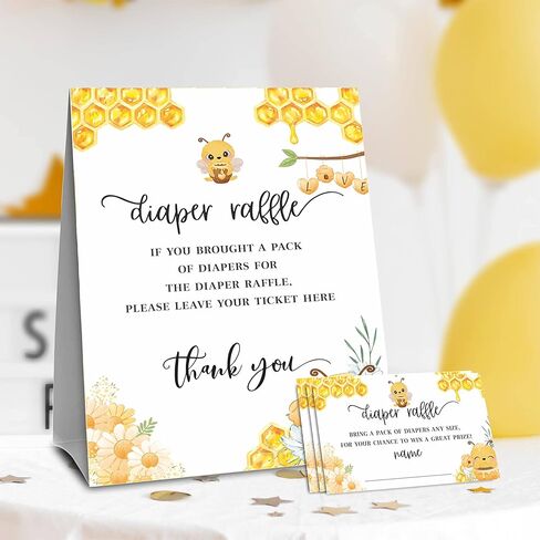 بطاقات لعب استحمام الطفل Sweet As Can Bee، و50 تذكرة يانصيب للحفاضات و1 لافتة حفاضات قائمة بذاتها-(LBLK-002) in Kuwait