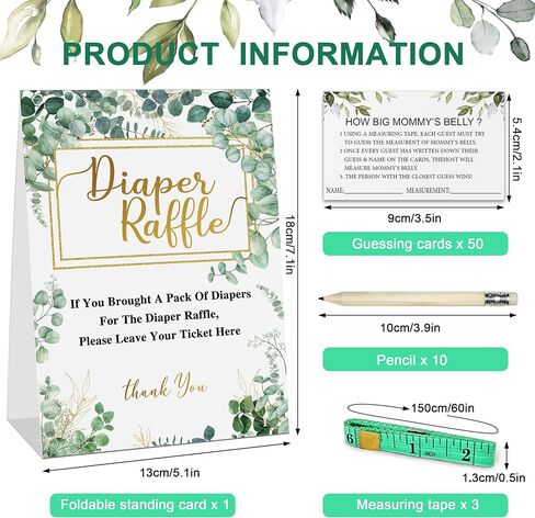 شريط قياس البطن مطبوع بعبارة «How Big is Mommy's Belly Sign»، شريط قياس البطن لحفلات استقبال المولود الجديد، قياس نتوء الطفل How Big Is Moms البطن، بطاقات استقبال المولود بطابع ورقة خضراء in Kuwait