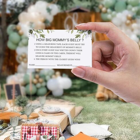 شريط قياس البطن مطبوع بعبارة «How Big is Mommy's Belly Sign»، شريط قياس البطن لحفلات استقبال المولود الجديد، قياس نتوء الطفل How Big Is Moms البطن، بطاقات استقبال المولود بطابع ورقة خضراء in Kuwait