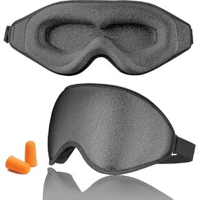 Ultra-Comfort Sleep Mask for Men and Women - 3D Deep Contoured Eye Mask with Adjustable Strap - Ideal for Sleeping, Yoga, and Traveling - Superior Light Blocking Blindfold(Black) in Kuwait