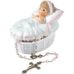 Precious Moments, Baptized In His Name Resin Box With Rosary, For Boy, 153407,Boy Rosary