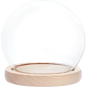 PH PandaHall Glass Display Showcase with Base Decorative Display Dome Miniature Case Snowglobe for Fairy Lights Plants Flower Craft Crown Display Crystal Beach Christmas Halloween Decoration 3x4inch