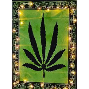 ICC Weed Tapestry Marijuana Wall Hanging leaf Poster Cannabis Hippie Decor Pot Flag Collage Dorm Trippy Bohemian Art psychedelic Small Hippie Rasta Ganja Cheap Tapestries 54 x 60 in (Black)