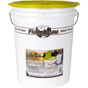 Flambeau Outdoors 6054BC 3.5 Gallon Insulated Minnow Bucket, Live Bait Fishing Storage, Lime Green/White