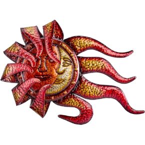 TERESA'S COLLECTIONS Metal Wall Decor with Sun & Moon,Large Garden Sculptures & Statues for Outdoor Indoor Decorations，22Inch Bronze Crescent Metal Wall Art Haning for Home Patio Yard Fence Balcony in Kuwait