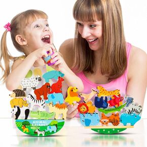 25 قطعة من مكعبات الحيوانات الخشبية من يو سبيدي، ألعاب التراص للأطفال الصغار، مكعبات بناء حديقة الحيوان اللطيفة، مجموعة ألعاب التوازن من مونتيسوري، ألعاب تعليمية لمرحلة ما قبل المدرسة من أجل 3-6 هدايا للأولاد والبنات in Kuwait