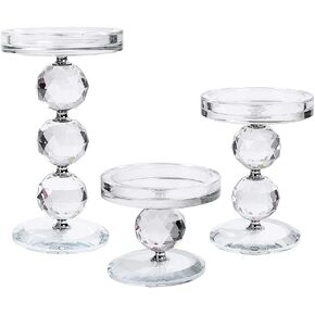 حامل شمعدان زجاجي شفاف حامل شمعدان كريستالي مكون من 3 قطع مركزية مثالية لحفلات الزفاف وأعياد الميلاد والعطلات in Kuwait