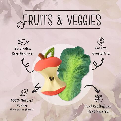 Oli & Carol Natural Rubber Teether - Vegetable Shaped Teething Toy for Babies 0-12 Months | Baby Teething Relief | Teethers for Infants 0-6 & 6-12 Months | Natural Hevea Rubber (Ramona The Radish) in Saudi Arabia