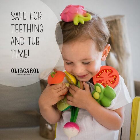 Oli & Carol Natural Rubber Teether - Vegetable Shaped Teething Toy for Babies 0-12 Months | Baby Teething Relief | Teethers for Infants 0-6 & 6-12 Months | Natural Hevea Rubber (Ramona The Radish) in Saudi Arabia