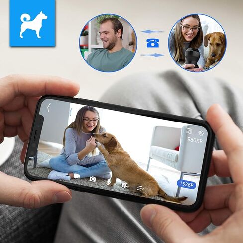 كاميرا مراقبة Syeh كاميرا WiFi للحيوانات الأليفة كاميرا IP لاسلكية داخلية 1536P كاملة BlackP in Kuwait