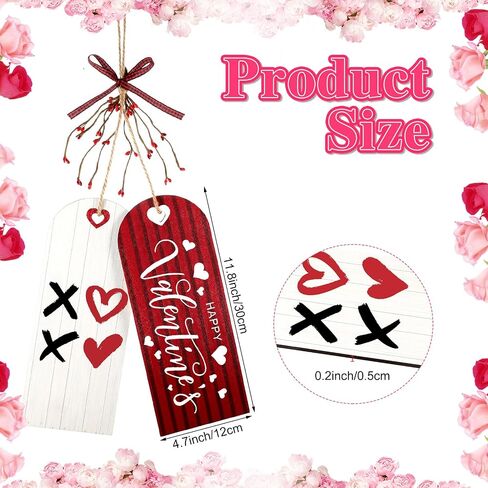 Suzile Valentine's Day Wooden Hanging Decoration Entryway Doorknorb Valentines Door Wall Sign with Bow and Simulated Berries for Home Front Door Porch Decor in Saudi Arabia