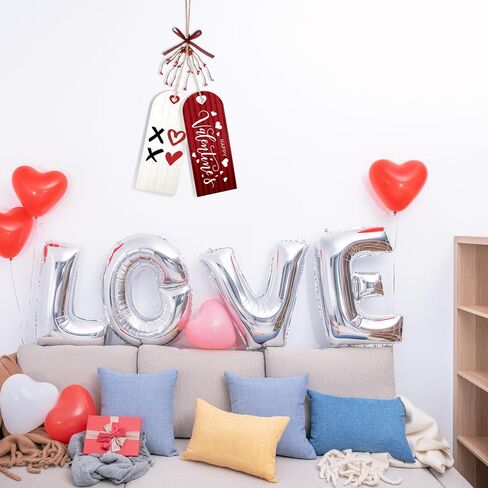 Suzile Valentine's Day Wooden Hanging Decoration Entryway Doorknorb Valentines Door Wall Sign with Bow and Simulated Berries for Home Front Door Porch Decor in Saudi Arabia