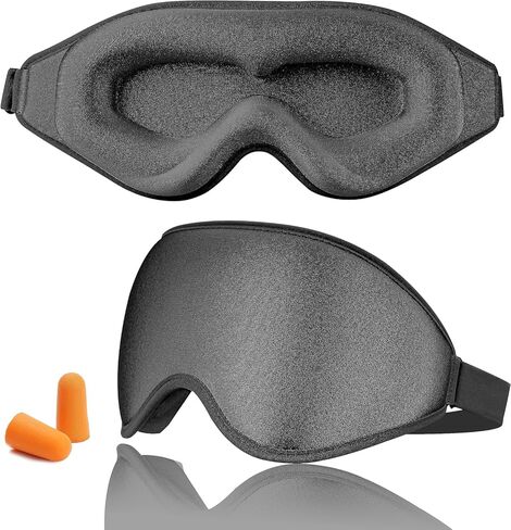 Ultra-Comfort Sleep Mask for Men and Women - 3D Deep Contoured Eye Mask with Adjustable Strap - Ideal for Sleeping, Yoga, and Traveling - Superior Light Blocking Blindfold(Black) in Kuwait