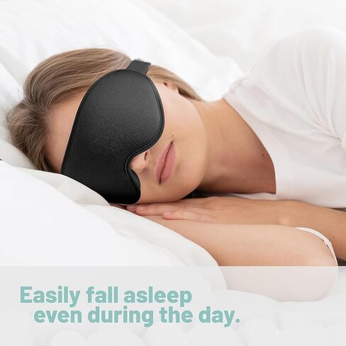 Ultra-Comfort Sleep Mask for Men and Women - 3D Deep Contoured Eye Mask with Adjustable Strap - Ideal for Sleeping, Yoga, and Traveling - Superior Light Blocking Blindfold(Black) in Kuwait