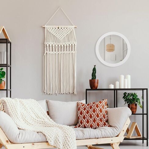 JJUUYOU Round Wall Mirror Circle Mirror for Bathroom, Hanging Black Circular Mirror Washroom Wall Mounted Wood Frame for Living Room, Bedroom, Dorm, Entryway and More in Kuwait