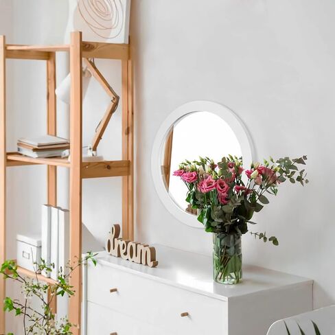 JJUUYOU Round Wall Mirror Circle Mirror for Bathroom, Hanging Black Circular Mirror Washroom Wall Mounted Wood Frame for Living Room, Bedroom, Dorm, Entryway and More in Kuwait
