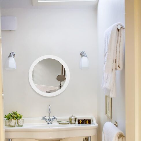 JJUUYOU Round Wall Mirror Circle Mirror for Bathroom, Hanging Black Circular Mirror Washroom Wall Mounted Wood Frame for Living Room, Bedroom, Dorm, Entryway and More in Kuwait