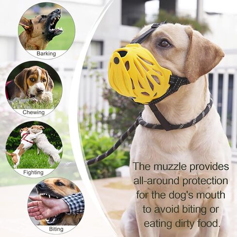 Petyouyou Basket Dog Muzzle for Large Dog to Stop Mouth Biting Baking Eating Rocks for Medium Sized Extra Small Puppy Cage Breed German Shepherd Frenchie (Yellow,XXS,Snout 5.25"-6.5") in Kuwait
