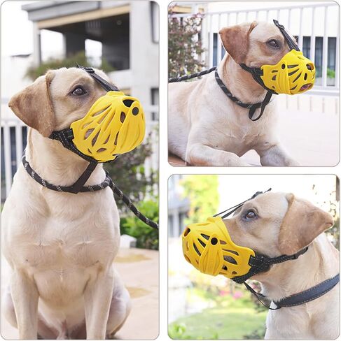 Petyouyou Basket Dog Muzzle for Large Dog to Stop Mouth Biting Baking Eating Rocks for Medium Sized Extra Small Puppy Cage Breed German Shepherd Frenchie (Yellow,XXS,Snout 5.25"-6.5") in Kuwait