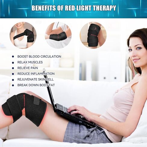 VESCAZME Red Light Therapy for Knee Pain Relief, 660nm&850nm LED Infrared Light Therapy Pad for Knee Elbow Shoulder Pain Relief, Wearable Wrap Belt with 6 Therapy Modes & Pulse & Timer in Kuwait