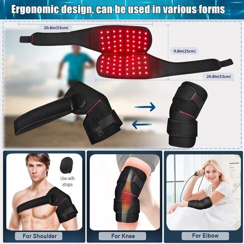 VESCAZME Red Light Therapy for Knee Pain Relief, 660nm&850nm LED Infrared Light Therapy Pad for Knee Elbow Shoulder Pain Relief, Wearable Wrap Belt with 6 Therapy Modes & Pulse & Timer in Kuwait
