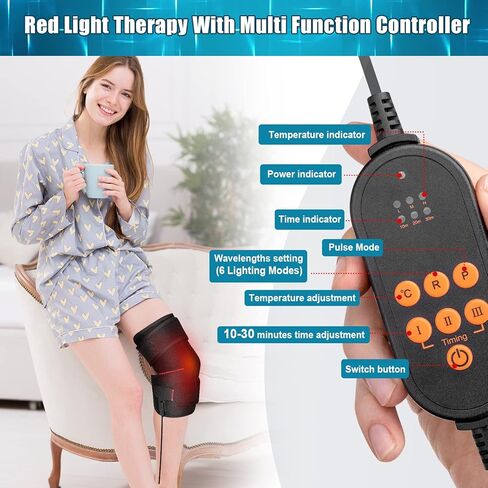 VESCAZME Red Light Therapy for Knee Pain Relief, 660nm&850nm LED Infrared Light Therapy Pad for Knee Elbow Shoulder Pain Relief, Wearable Wrap Belt with 6 Therapy Modes & Pulse & Timer in Kuwait