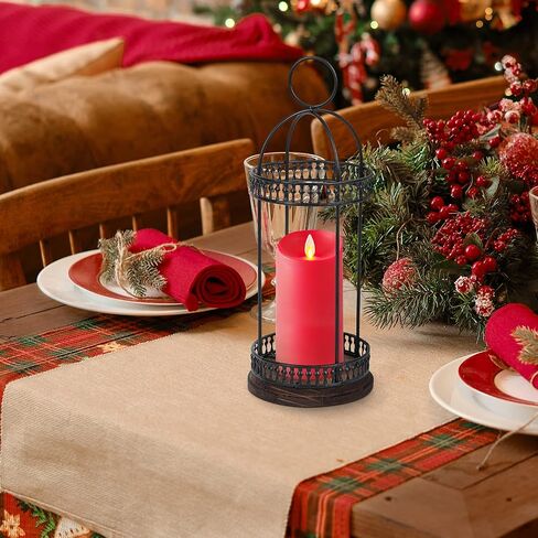 J JACKCUBE DESIGN Decorative Lanterns for LED Flameless Candle, Wooden Vintage Farmhouse Hanging Tabletop Candle Holder for Wedding Party Outdoor Indoor Decoration -MK1010A in Saudi Arabia