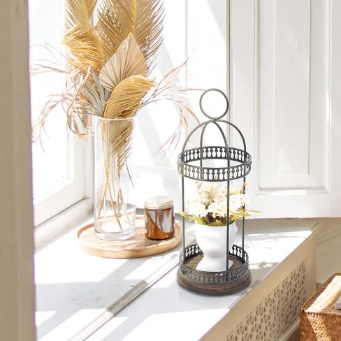 J JACKCUBE DESIGN Decorative Lanterns for LED Flameless Candle, Wooden Vintage Farmhouse Hanging Tabletop Candle Holder for Wedding Party Outdoor Indoor Decoration -MK1010A in Saudi Arabia