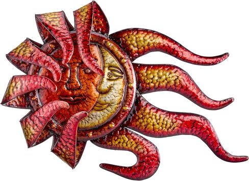 TERESA'S COLLECTIONS Metal Wall Decor with Sun & Moon,Large Garden Sculptures & Statues for Outdoor Indoor Decorations，22Inch Bronze Crescent Metal Wall Art Haning for Home Patio Yard Fence Balcony in Kuwait