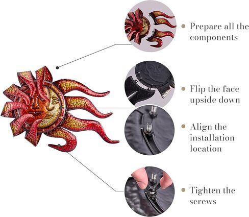 TERESA'S COLLECTIONS Metal Wall Decor with Sun & Moon,Large Garden Sculptures & Statues for Outdoor Indoor Decorations，22Inch Bronze Crescent Metal Wall Art Haning for Home Patio Yard Fence Balcony in Kuwait