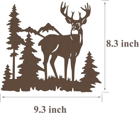 Waiu Metal wall art decor deer bear moose in the forest pine tree, 9.3inch set of 3 Rustic Concise Decoration Hanging for living room bedroom bathroom indoor outdoor, Lodge, Hunting, Cabin Wall Decor, in Saudi Arabia