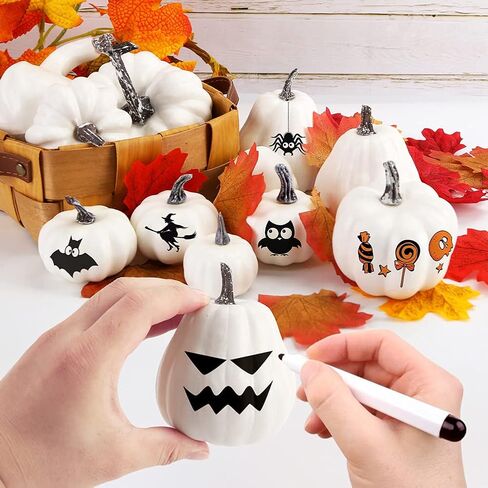 VGOODALL Artificial Pumpkins Decoration,11 Pcs Assorted Sizes White Fake Pumpkins Foam Pumpkins for Fall Autumn Decor Thanksgiving Halloween Decorations in Saudi Arabia