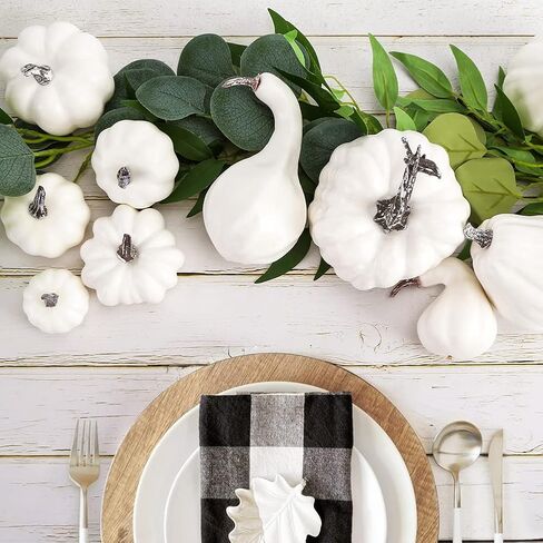 VGOODALL Artificial Pumpkins Decoration,11 Pcs Assorted Sizes White Fake Pumpkins Foam Pumpkins for Fall Autumn Decor Thanksgiving Halloween Decorations in Saudi Arabia