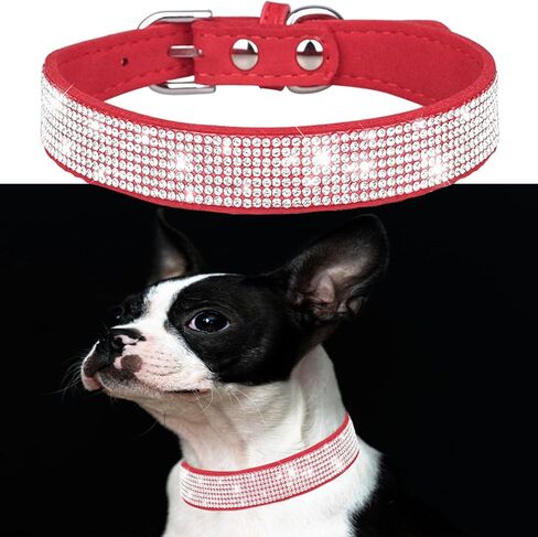 Pink Rhinestone Dog Collar XS, 2-Pack Bling Cat Collar Soft Suede Glitter Diamond Jewelry Crystal Girl Puppy Collar with Bow for XXS XS Small Medium Female Dogs & Kitten (XSmall) in Kuwait