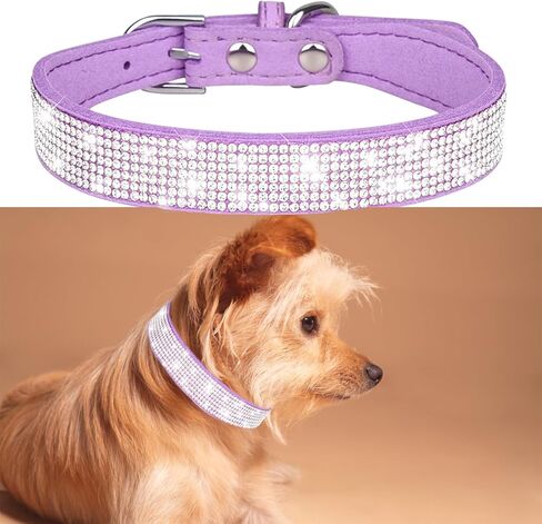 Pink Rhinestone Dog Collar XS, 2-Pack Bling Cat Collar Soft Suede Glitter Diamond Jewelry Crystal Girl Puppy Collar with Bow for XXS XS Small Medium Female Dogs & Kitten (XSmall) in Kuwait