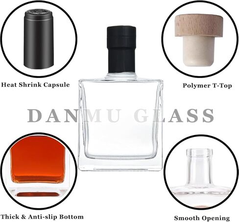 6 زجاجات زجاجية من Danmu، زجاجات صلصة ساخنة 16.9oz، زجاجات زجاجية بأغطية، زجاجات زجاجية مع الفلين، زجاجات النبيذ، زجاجات الصلصة، كبسولات تقليص متضمنة، زجاجات زجاجية 500 مل in Kuwait