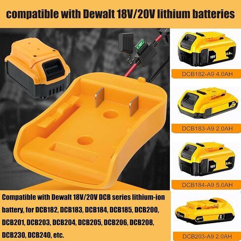 محول عجلة الطاقة BLLYOGU لمجموعة محول بطارية Dewalt 20V مع سلك 12 AWG والصمامات والموصلات لروبوتات ألعاب السيارات RC DIY (حزمة واحدة) in Kuwait