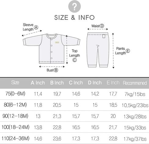 طقم بيجاما للأطفال الرضع مصنوع من القطن العضوي بنسبة 100% خفيف الوزن وأكمام طويلة من قماش الجاكار لربيع وصيف in Kuwait