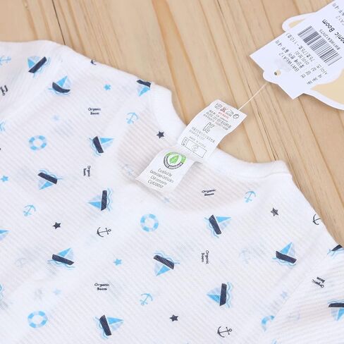 طقم بيجاما للأطفال الرضع مصنوع من القطن العضوي بنسبة 100% خفيف الوزن وأكمام طويلة من قماش الجاكار لربيع وصيف in Kuwait