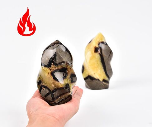 AMOYSTONE Septarian Gemstone Flame Decorative Stone Tower for Healing Witchcraft Table Decors 0.8-1 LBS in Saudi Arabia