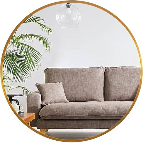 MIRUO Round Mirror 20 inch Circle Mirrors for Wall Mounted Decorative for Bathroom, Bedroom, Entryway Décor, Aluminum Alloy Thin Frame (20'', Gold) (JJ00760ZZE-USAM003-1) in Kuwait