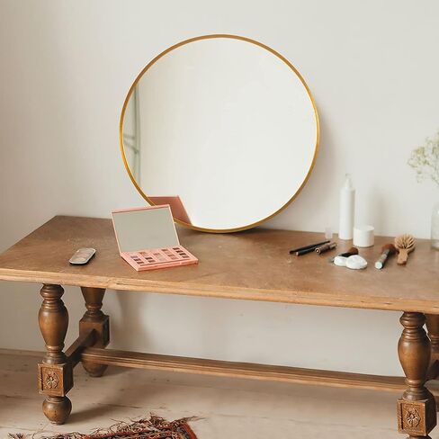MIRUO Round Mirror 20 inch Circle Mirrors for Wall Mounted Decorative for Bathroom, Bedroom, Entryway Décor, Aluminum Alloy Thin Frame (20'', Gold) (JJ00760ZZE-USAM003-1) in Kuwait