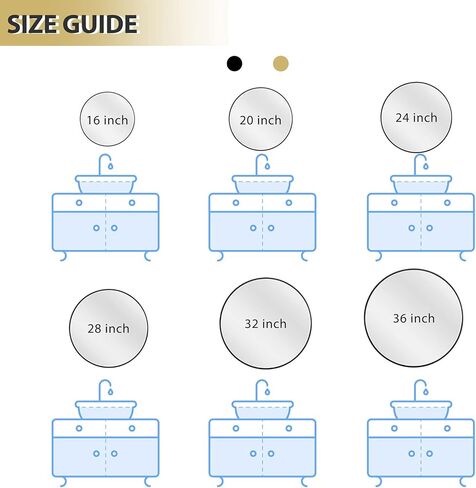 MIRUO Round Mirror 20 inch Circle Mirrors for Wall Mounted Decorative for Bathroom, Bedroom, Entryway Décor, Aluminum Alloy Thin Frame (20'', Gold) (JJ00760ZZE-USAM003-1) in Kuwait