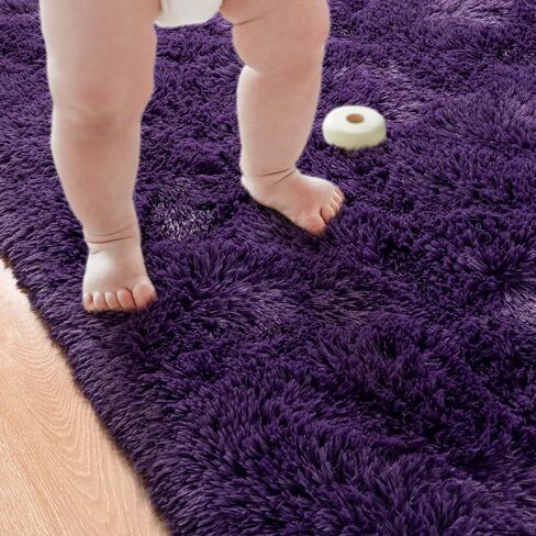 Przemy Dark Purple Area Rug for Bedroom, 4x6 Feet Fluffy Shaggy Rugs for Living Room, Super Soft Fuzzy Carpet Rug for Kids Girls Room Dorm Nursery Indoor Home Decor in Saudi Arabia